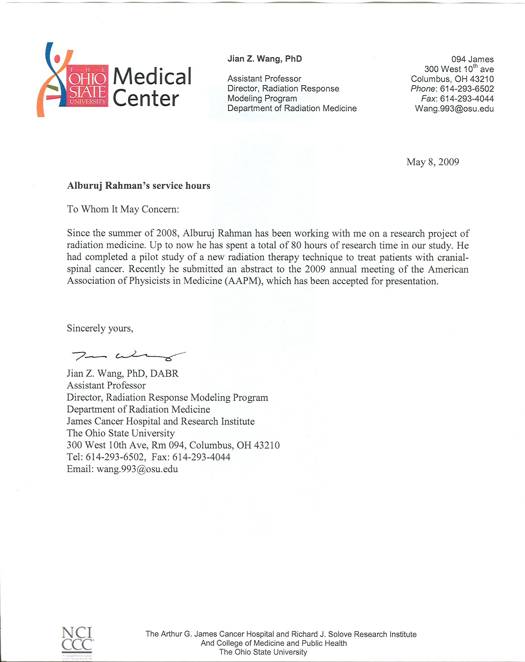 786 osu letter of recommendation