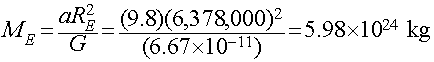 Mass of the Earth from gravitational acceleration